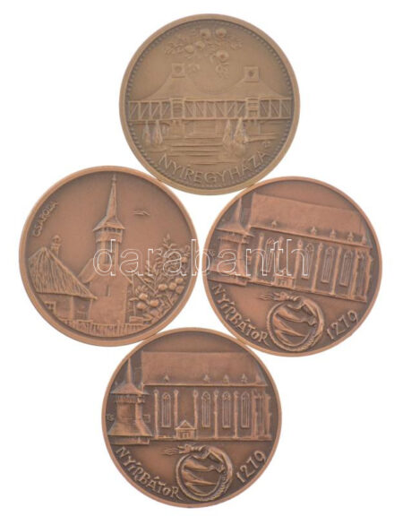 Tóth Sándor (1933-2019) ~1970-1980. 4db-os 'Szeged Tourist' bronz emlékérem tétel: Nyírbátor, Nyíregyháza, Csaroda, (40mm és 42,5mm) T:1-