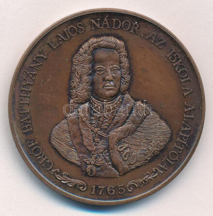 Bognár György (1944-) 1990. 'Gróf Batthyány Lajos nádor, az iskola alapítója 1765 / A Nagykanizsai Gimnázium 225 éves évfordulójára' bronz emlékérem (42,5mm) T:1-