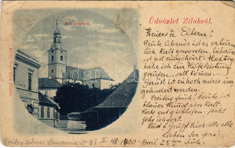 1900 Zilah, Zalau; Református templom. Seres Samu kiadása / Calvinist church (EK)