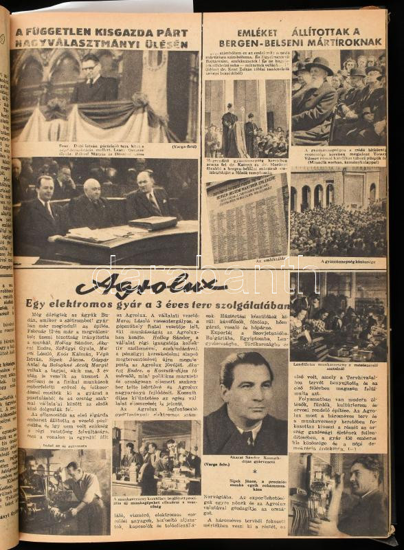 1948 Képes Figyelő c. újság IV. évfolyamának egybekötött számai. Egészvászon-kötésben, helyenként kissé sérült lapszélekkel. - Image 2