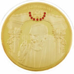 Vatikán DN 'Pius de Petrelcina / Nostra est deus spes' aranyozott Cu emlékérem Swarowski kristállyal kapszulában (70mm) T:PP Vatican ND 'Pius de Petrelcina / Nostra est deus spes' gold plated Cu commemorative medallion with Swarowski crystal