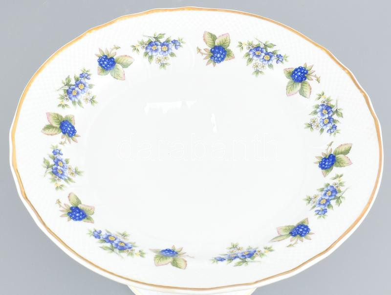 Hollóházi szeder mintás tortatál, matricás, jelzett, hibátlan, m:14 cm, d:26 cm - Image 2