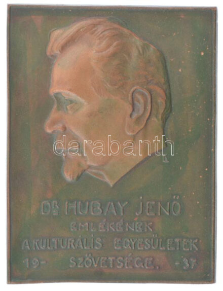 Krupinszky László (1888-1945) 1937. 'Dr. Hubay Jenő' terrakotta plakett. Jelzett. (98x74mm) T:1-