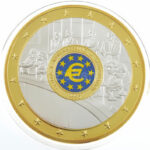 1995. 'Euro-giants' aranyozott és ezüstözött Cu emlékérem multicolor rátéttel kapszulában (70mm) T:PP 1995. 'Euro-giants' gold plated and silver plated Cu commemorative medallion with multicolor inlay in capsule (70mm) C:PP