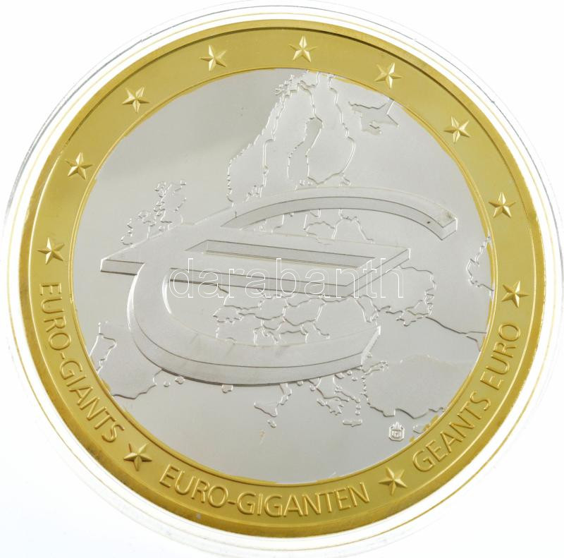 1995. 'Euro-giants' aranyozott és ezüstözött Cu emlékérem multicolor rátéttel kapszulában (70mm) T:PP 1995. 'Euro-giants' gold plated and silver plated Cu commemorative medallion with multicolor inlay in capsule (70mm) C:PP - Image 2