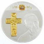 DN 'Franciscus P.M' aranyozott és ezüstözött Cu emlékérem színes rátéttel kapszulában (70mm) T:PP DN 'Franciscus P.M.' gold plated and silver plated Cu commemorative medallion with colorful inlay in capsule (70mm) C:PP