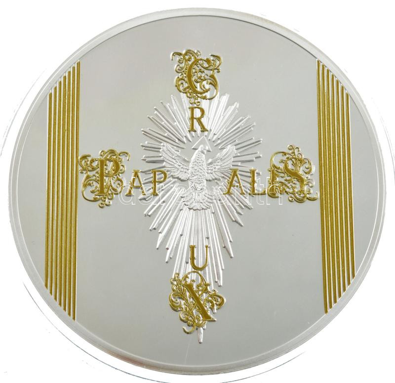 DN 'Franciscus P.M' aranyozott és ezüstözött Cu emlékérem színes rátéttel kapszulában (70mm) T:PP DN 'Franciscus P.M.' gold plated and silver plated Cu commemorative medallion with colorful inlay in capsule (70mm) C:PP - Image 2
