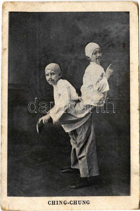 Ching-Chung - Cirkuszi gyerek artisták kínainak beöltözve / Circus acrobat children dressed as Chinese (non PC) (EB)