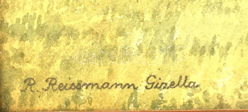 Barabás Reismann Gizella (1893-1985): Duna Dömsödnél, Soroksári Dunaág, 1930-40 körül. Akvarell, papír, jelzett, kissé foltos, hátoldalán autográf felirattal. Üvegezett, kissé sérült fakeretben, 35×50 cm - Image 2