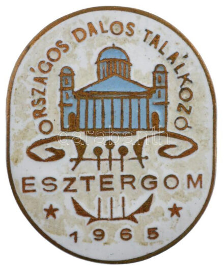 1965. 'Országos Dalos Találkozó Esztergom 1965' zománcozott bronz jelvény (29x24mm) T:2