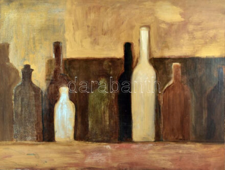 Jelzés nélkül: Üveges csendélet. Olaj, farost. 50x65 cm.