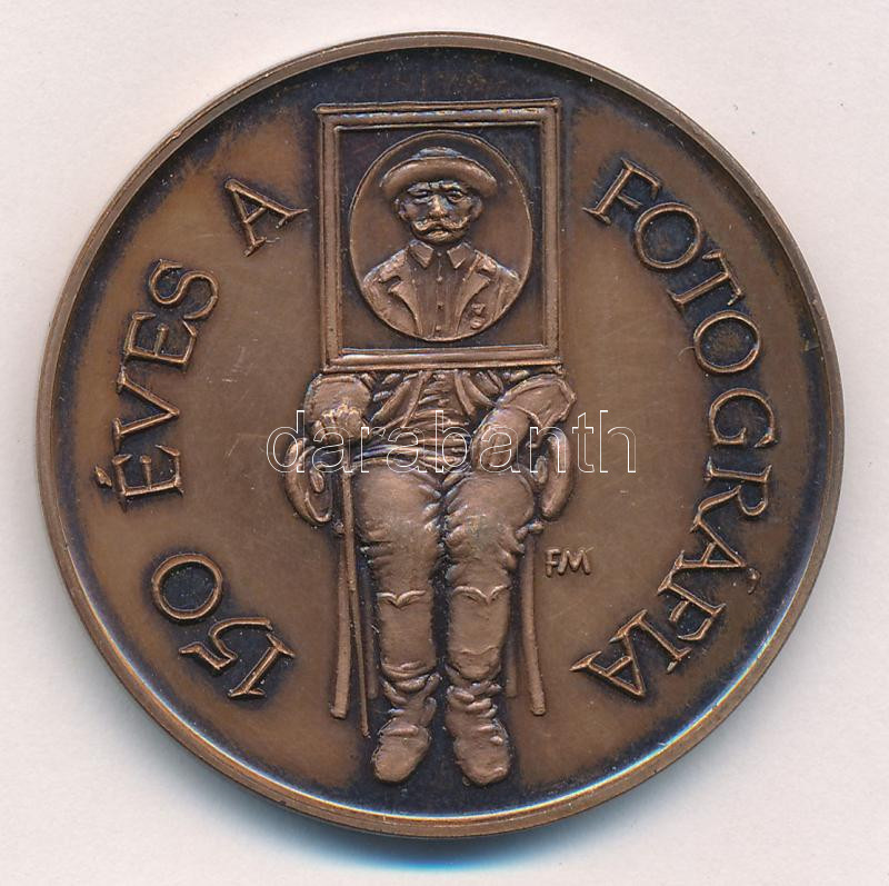 Fritz Mihály (1947-) 1989. 'Ofotért 1949-1989 / 150 éves a fotográfia' Br emlékérem (42,5mm) T:1- - Image 2