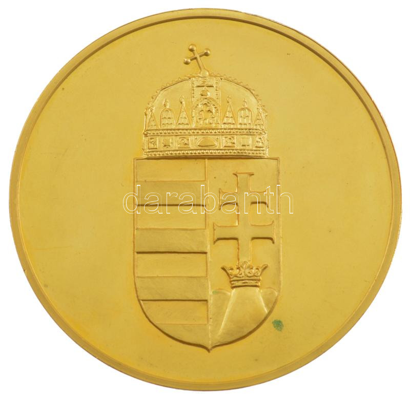 DN 'Vám- és Pénzügyőrségért' kétoldalas aranyozott bronz emlékérem fa tokban (65mm) T:2 ph, patina - Image 2