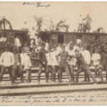 1903 Bucharest, Bukarest, Bucuresti, Bucuresci; Gara / railway station, soldiers. photo (EK)