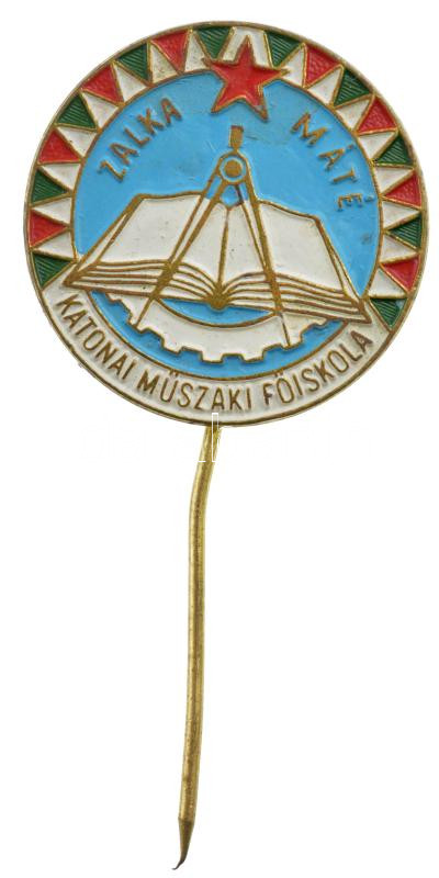 1967-1991. 'Zalka Máté Katonai Műszaki Főiskola' zománcozott bronz jelvény (22mm) T:1-