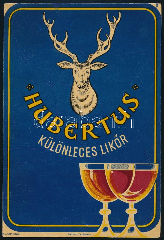 Hubertus különleges likőr kisplakát, 23,5×16 cm