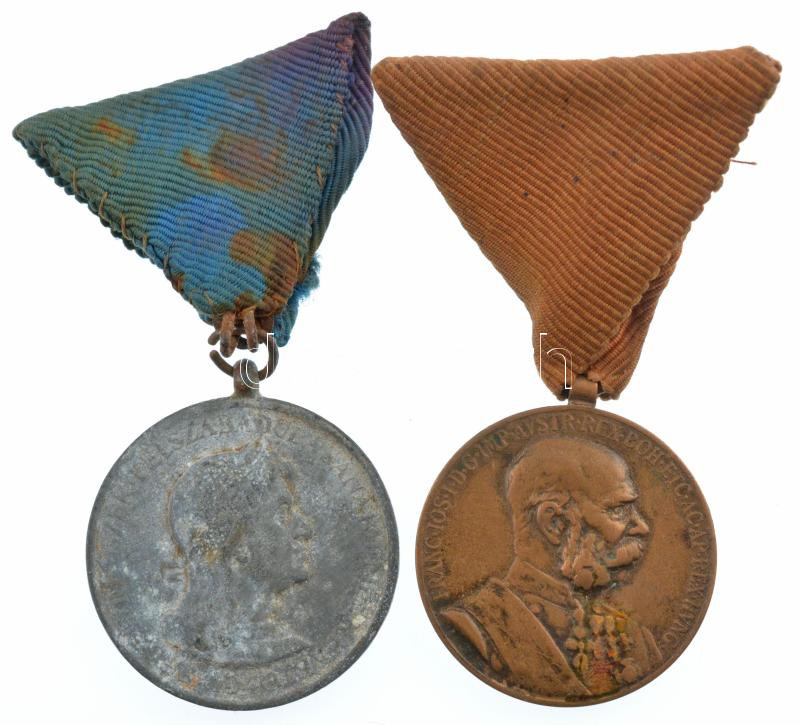1898. 'Jubileumi Emlékérem a Fegyveres Erők Számára / Signum memoriae (AVSTR)' bronz kitüntetés mellszalagon + 1940. 'Erdélyi részek felszabadulásának emlékére' Zn kitüntetés mellszalagon. Szign.: BERÁN L. T:2-3 szennyeződés,
