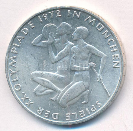 Német Szövetségi Köztársaság 1972G 10M Ag 'Müncheni Olimpia - térdelő atléták' T:1- Federal Republic Germany 1972G 10 Mark Ag 'Munich Olympics - Athletes kneeling' C:AU Krause KM#132