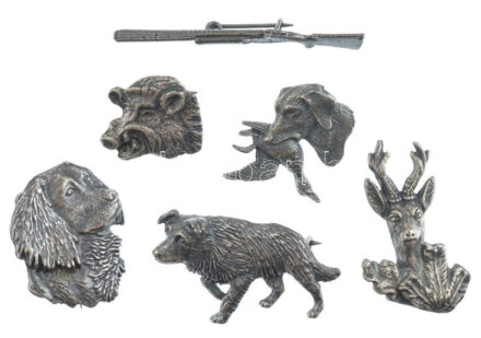 ~1990. 6xklf 'Erdészet- vadászat' öntött fém jelvények T:1