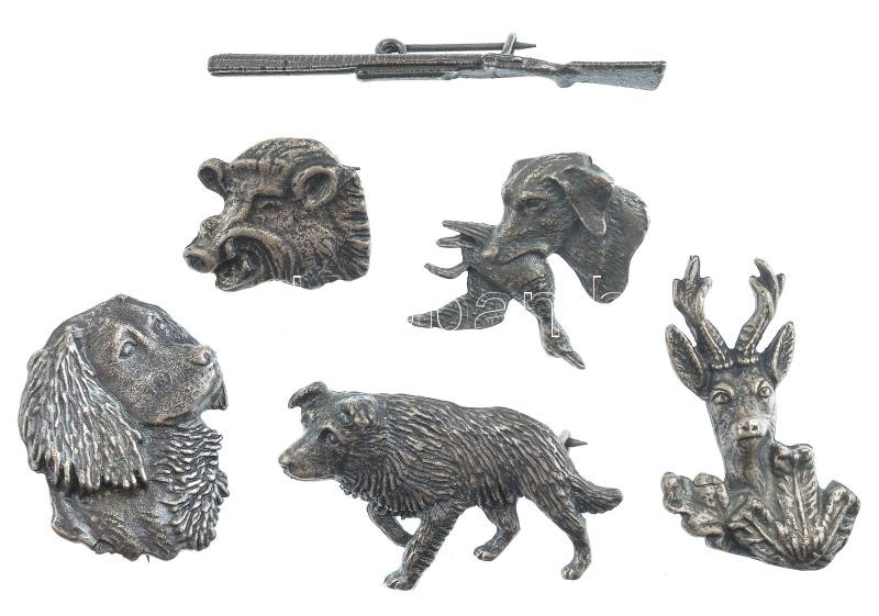 ~1990. 6xklf 'Erdészet- vadászat' öntött fém jelvények T:1