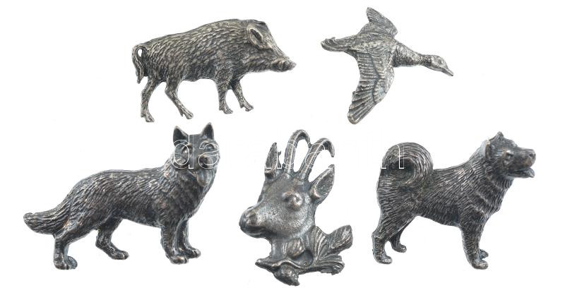 ~1990. 5xklf 'Erdészet- vadászat' öntött fém jelvények T:1