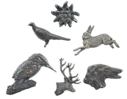 ~1990. 6xklf 'Erdészet- vadászat' öntött fém jelvények T:1