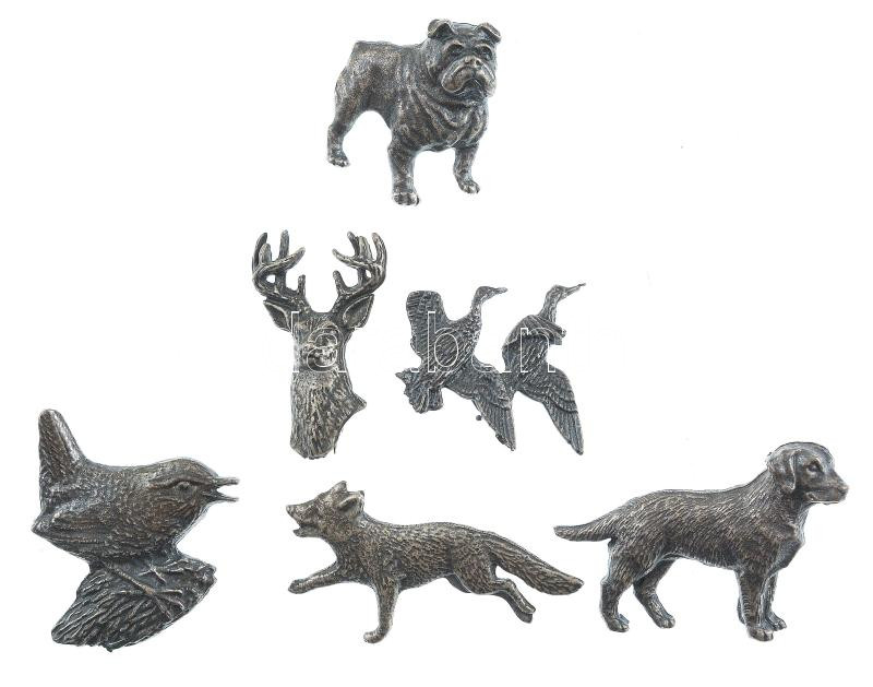 ~1990. 6xklf 'Erdészet- vadászat' öntött fém jelvények T:1