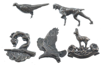 ~1990. 5xklf 'Erdészet- vadászat' öntött fém jelvények T:1