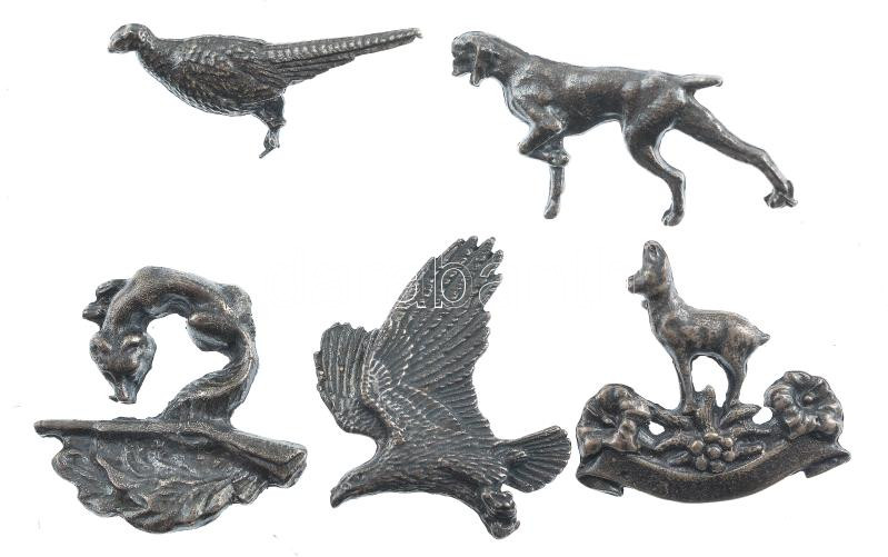 ~1990. 5xklf 'Erdészet- vadászat' öntött fém jelvények T:1