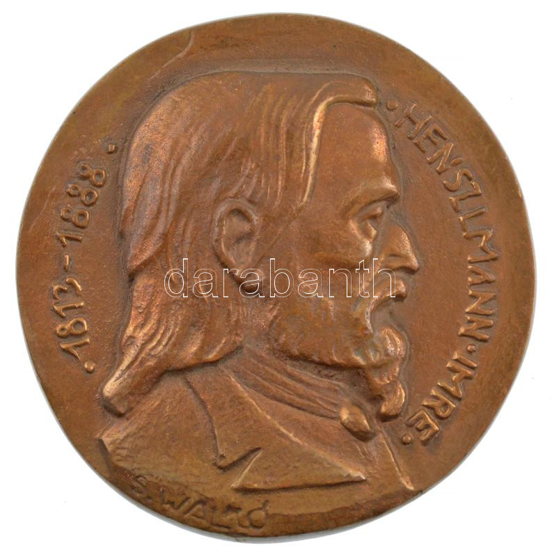 Solymári Valkó László (1909-1984) 'Henszlmann Imre 1813-1888' egyoldalas bronz emlékérem (92mm) T:1- kis patina, karc