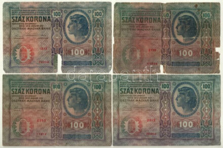 1912. 100K (4x) + 1913. 20K (5x) T:III,III- szakadás