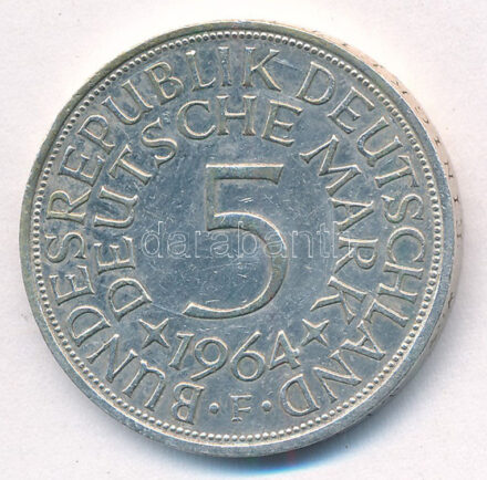 Német Szövetségi Köztársaság 1964F 5M Ag T:2 Federal Republic Germany 1964F 5 Mark Ag C:XF Krause KM#112