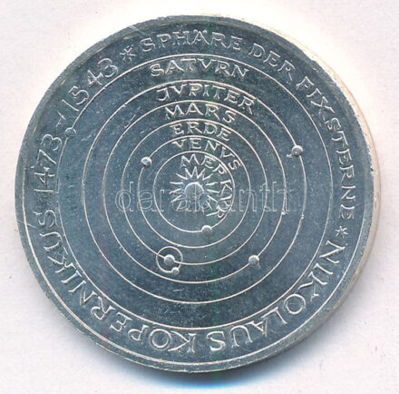 Német Szövetségi Köztársaság 1973J 5M Ag 'Kopernikusz születésének 500. évfordulója' T:1- German Federal Republic 1973J 5 Mark Ag '500th Anniversary - Birth of Nicholas Copernicus' C:AU Krause KM# 136