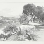Olvashatatlan jelzéssel: Folyópart. Rézkarc, papír, számozott (100/100), 29×39 cm