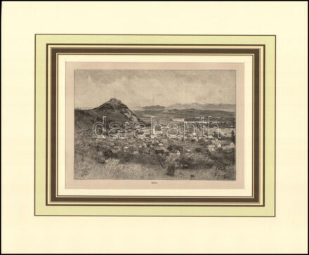Háry Gyula (1864-1946) után, Morelli Gusztáv (1848-1909): Déva, 1890-es évek. Rotációs fametszet, papír, jelzett a metszeten. Paszpartuban. 12,5x18 cm