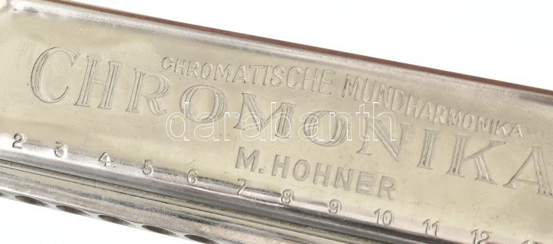 M. Hohner Chromonika III. 1937. szájharmonika. Fa tokjában18 cm - Image 3