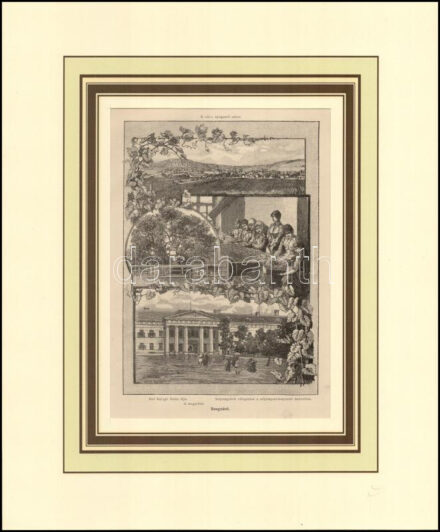 Morelli Gusztáv (1848-1909): Szegzárd (Szekszárd), 1890-es évek. Rotációs fametszet, papír, jelzett a metszeten. Paszpartuban. 18x12,5 cm