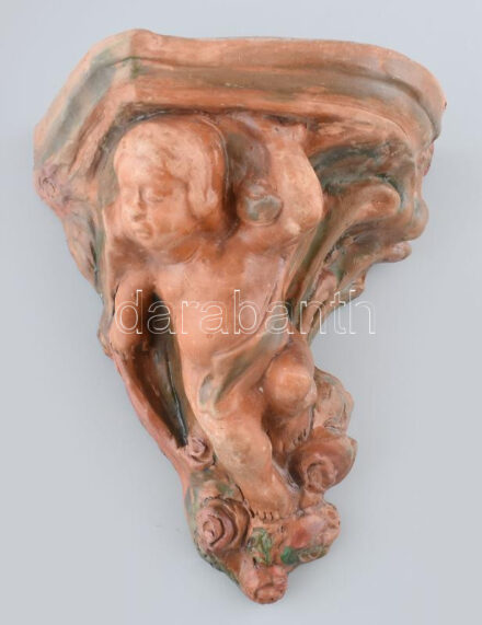 Böröcz Márta, puttós fali konzol, kerámia, jelzés nélkül, hibátlan, m: 28 cm