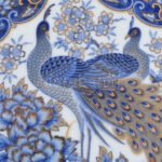 Japán Eiwa Kinsei pávás tányér, porcelán, jelzett, hibátlan, d: 26 cm - Image 2