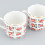 Hollóházi retro porcelán mokkás csészék aljjal 6+6 db. Matricás, jelzett, minimális kopással - Image 3