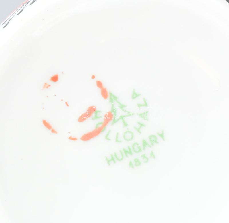 Hollóházi retro porcelán mokkás csészék aljjal 6+6 db. Matricás, jelzett, minimális kopással - Image 4
