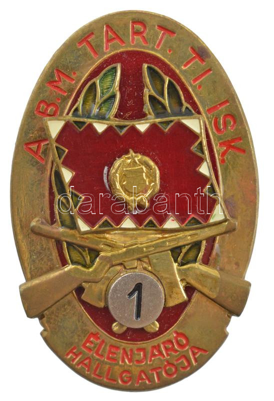 ~1965 'A B.M. Tart. Ti. Isk. Élenjáró Hallgatója' Belügyminisztérium Tartalékos Tiszti Iskola rátétes, műgyantás kitüntető jelvénye (48x31mm) T:1-2