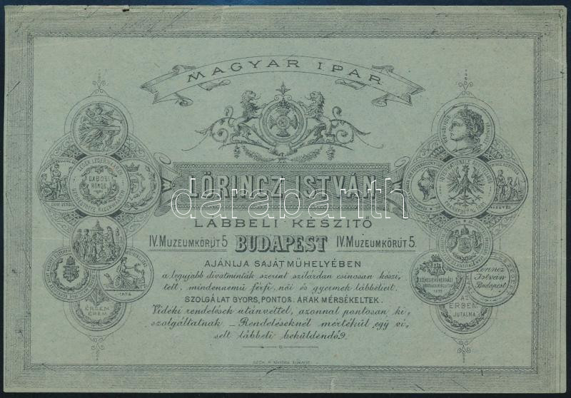 cca 1881 Budapest, Lőrincz István Lábbeli Készítő reklám papírja, 11x15,5 cm