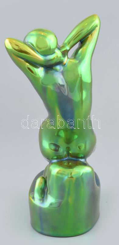 Zsolnay eozin mázas akt szobor, jelzett, kis lepattanással, m: 25cm - Image 3