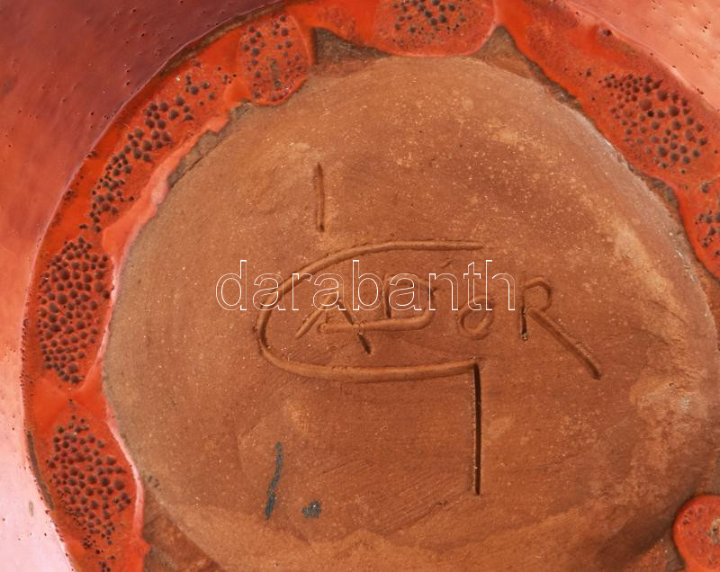Gádor István (1891-1984): Piros váza. Mázas kerámia. Jelzett. Hibátlan m: 24 cm - Image 3