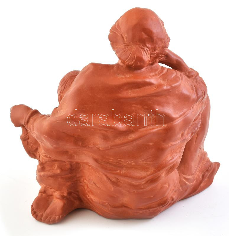 Tóth Valéria (1943- ): Anya gyermekével, terrakotta, jelzett, hibátlan, m: 24 cm - Image 2