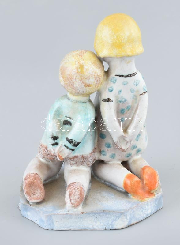 Garányiné Staindl Katalin (1922-2008): Térdeplők. Mázas kerámia, Jelzett. 9 cm - Image 2