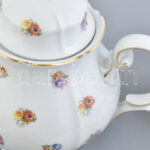 Thomas Bavaria porcelán teás készlet, kanna teteje javított + 5 db süteményes tányér, matricás, jelzett, hibátlan - Image 2