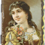 Népies ládika. Litho képpel. Festett fa, kopott 13x9x9 cm - Image 2
