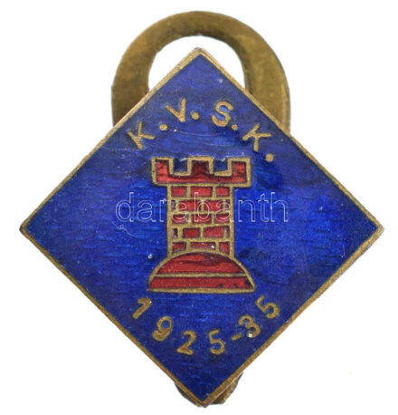 1935. 'KVSK 1925-35' zománcozott bronz gomblyukjelvény, hátoldalán gyártói jelzéssel T:1-,2